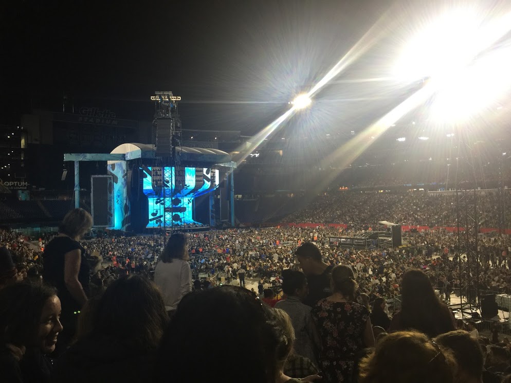 A view of the stage at Ed Sheeran's concert at Gilette Stadium in September 2018