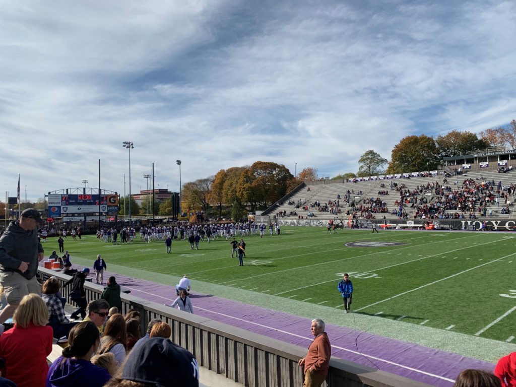 Fitton Field is pictured on a beautiful Fall afternoon, following the first half of Holy Cross Football's win over Colgate University